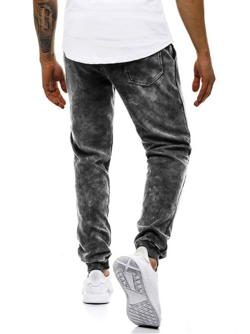 MODERNÍ ČERNÉ RIFLOVÉ JOGGER KALHOTY JS/KK1066