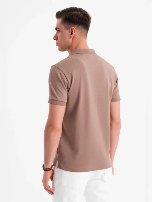 Pánská hnědá polokošile na zip V3 POSS-0148