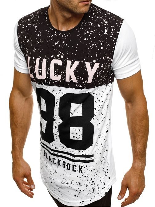 LUCKY atraktivní černo-bílé pánské tričko BLACK ROCK 71455