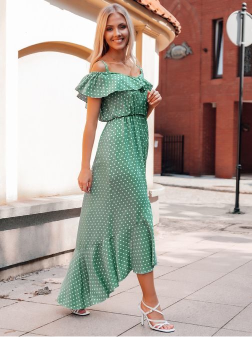 Moderní zelené dámské šaty DLR037