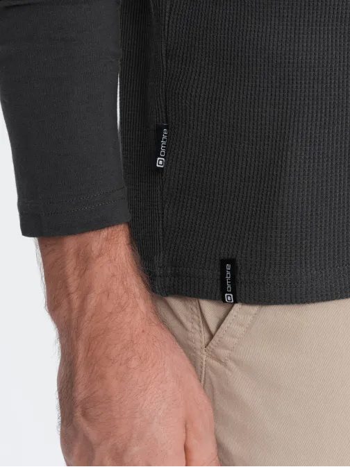 Grafitové tričko s dlouhým rukávem a kapsou om-lscl-0109