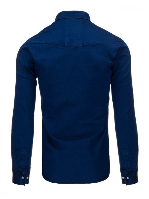 Pánská moderní tmavě modrá džínová košile
