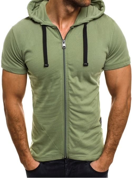 Jedinečné zelené tričko s kapucí na zip ATHLETIC 1118
