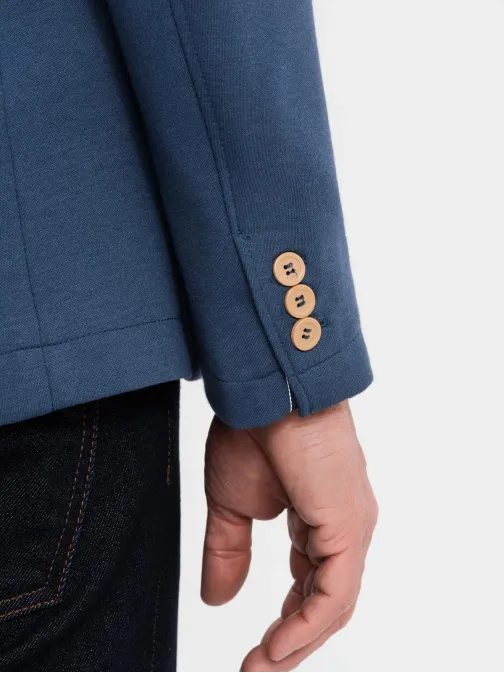 Sportovní tmavě modré sako slim fit V6 BLZB-0101