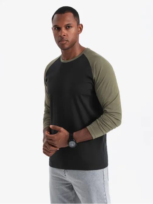 Trendy černo-olivové pánské tričko V3 LSCL-0105