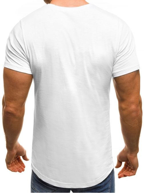 Bílé pánské moderní tričko OZONEE MAD/2477
