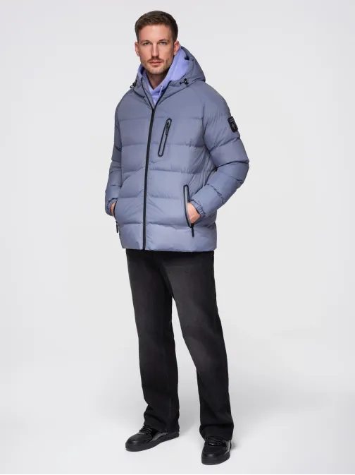 Teplá pánská bunda ve fialové barvě