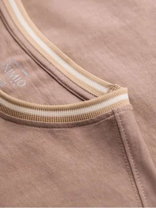 Moderní hnědé tričko s dlouhým rukávem a s logem V6 LSCL-0128