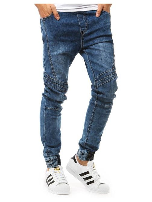 Trendy modré jogger kalhoty v módním provedení