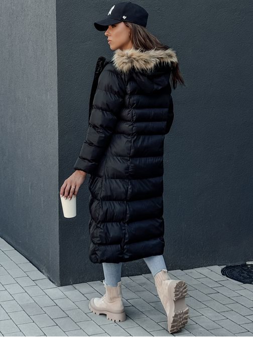 Dámská dlouhá zimní černá bunda Luxwarm