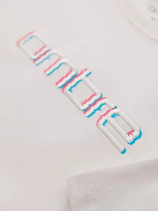 Bílé tričko s kontrastním dvoubarevným nápisem V2 TSPT-0248