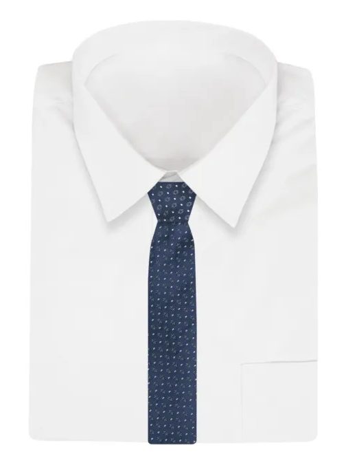 Nádherná tmavě modrá vzorovaná kravata
