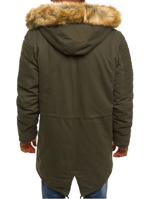 Khaki zimní bunda s kapucí AK-CLUB YL003