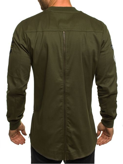 Pánská moderní bunda ve vojenském stylu khaki ATHLETIC 781