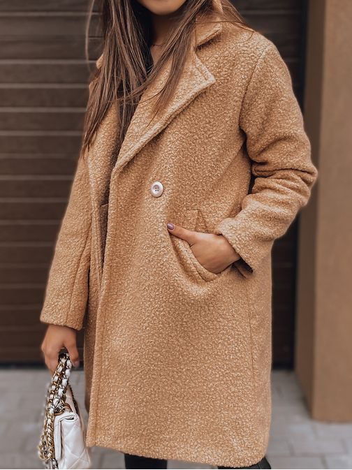 Jedinečný tmavě kamelový dámský kabát Valerie