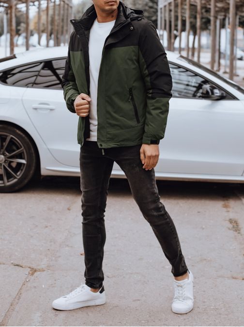Pánská stylová zimní zelená bunda