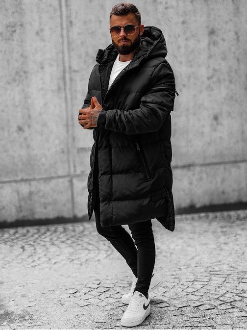 Zimní dlouhá bunda v černé barvě O/M799