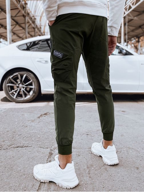 Moderní kapsáčové zelené jogger kalhoty