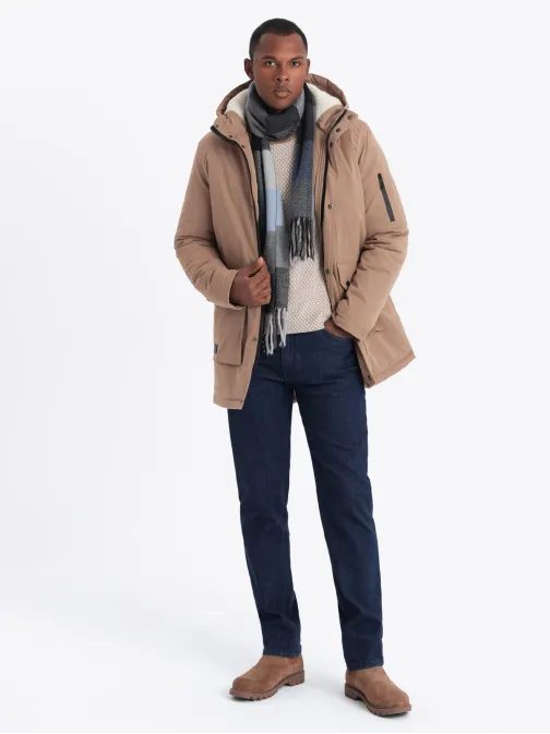 Trendy béžová pánská parka na zimu V1 JALJ-0181