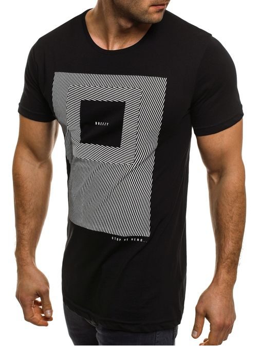 Černé moderní pánské tričko s potiskem BREEZY 304
