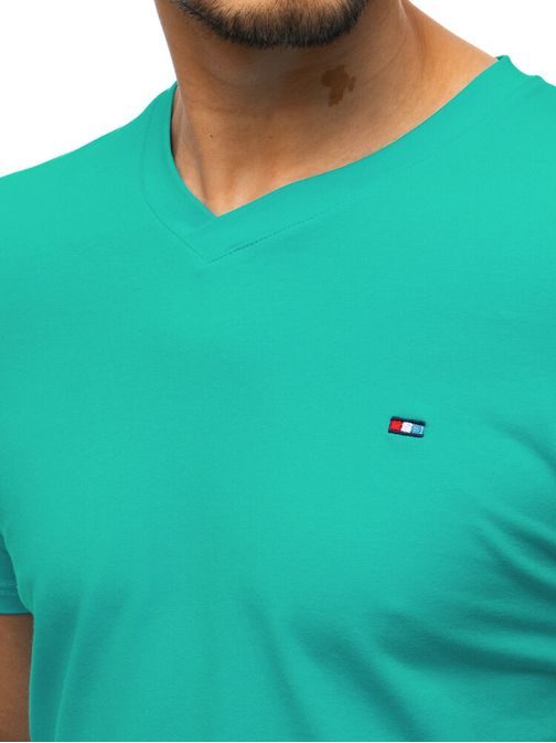 Stylové tričko v zelené barvě s V-výstřihem