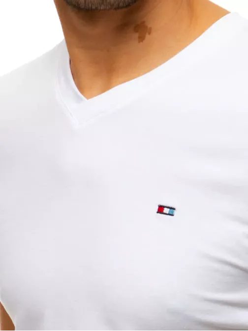 Stylové tričko v bílé barvě s výstřihem do V