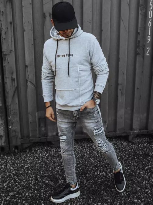 Šedá mikina s nápisem We are Flying