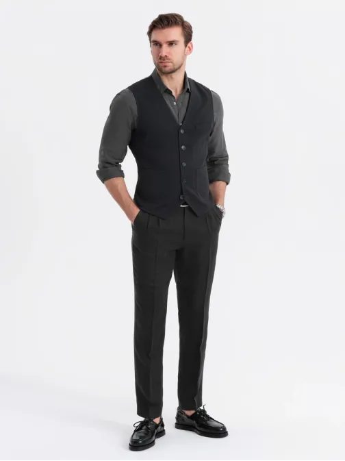 Elegantní černá pánská vesta V1 BLZV-0146