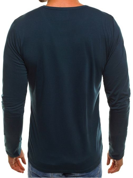 Jednoduché tričko s dlouhým rukávem indigo modré barvě J.STYLE 712099