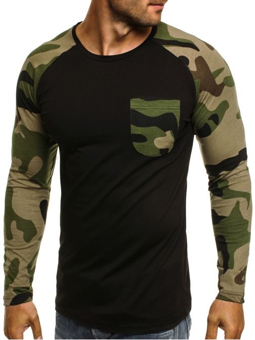 Atraktivní černo-zelené maskáčové tričko ATHLETIC 1089
