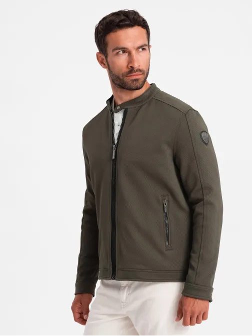 Trendy přechodná olivová bunda V1 OM-JANP-0138