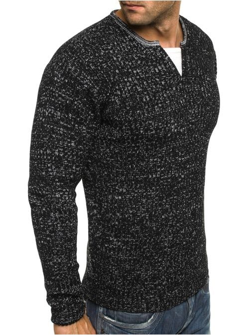 Moderní pánský stylový svetr černo-bílý BLACK ROCK 18021