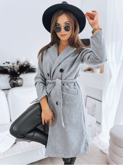 Moderní dámský světle šedý kabát Misti