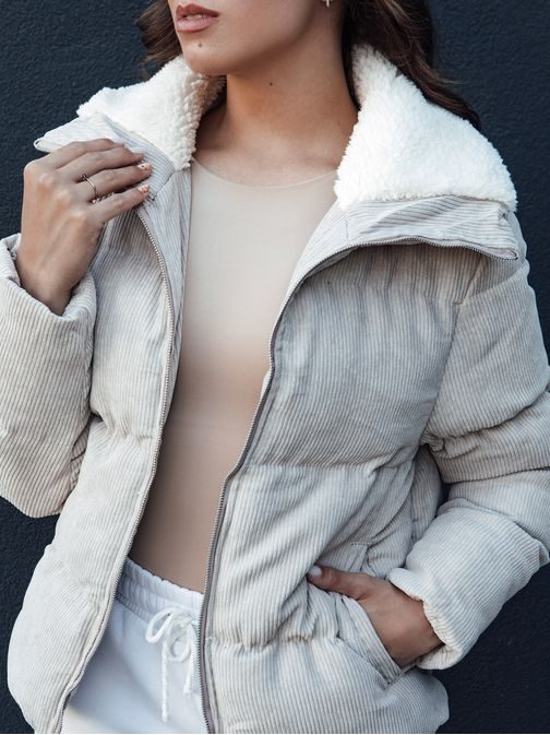 Dámská módní béžová zimní bunda Trendyglam