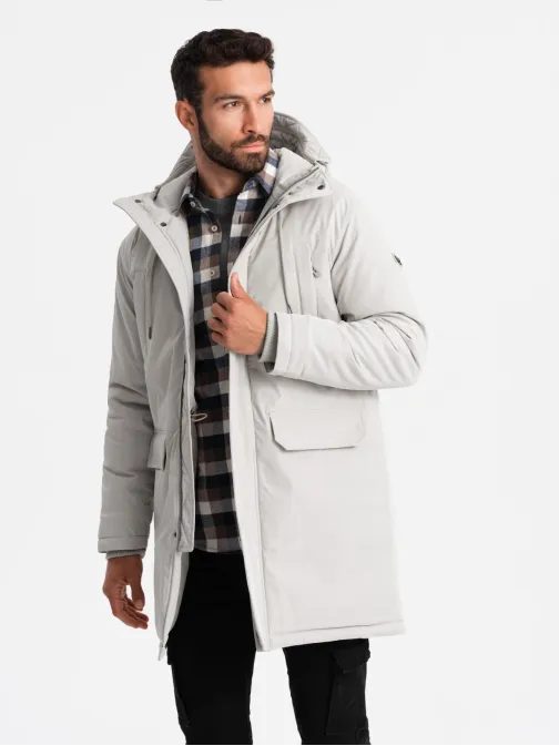 Nadčasová krémová pánská parka V1 JALJ-0166