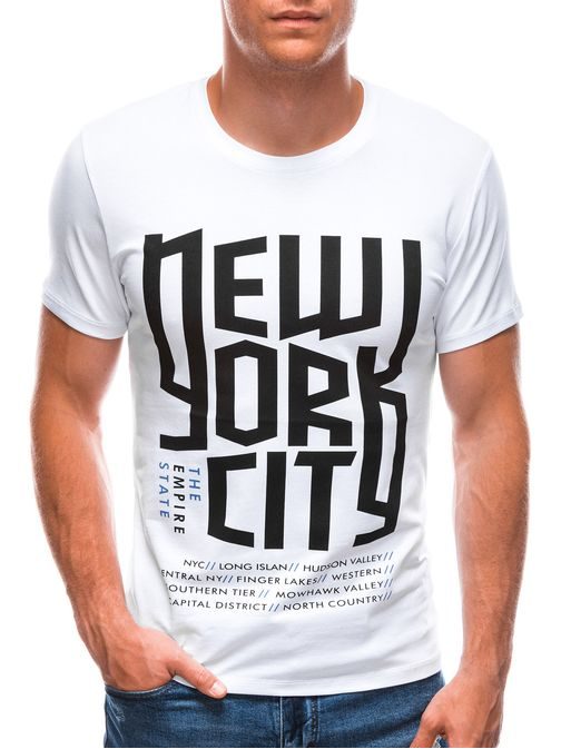 Bílé tričko s moderním potiskem New York S1720