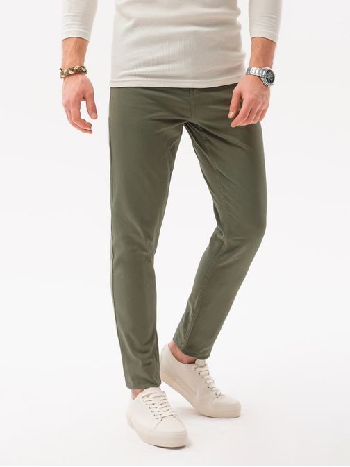 Olivové chinos kalhoty P1059