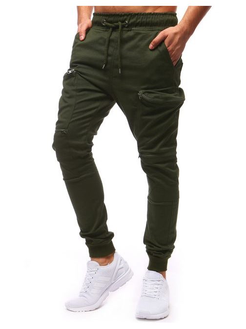 Stylové pánské jogger kalhoty zelené