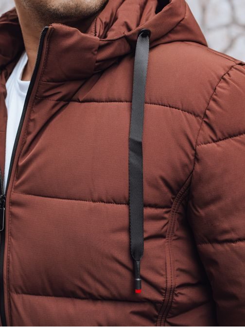 Trendy zimní bunda s kapucí v cihlové barvě