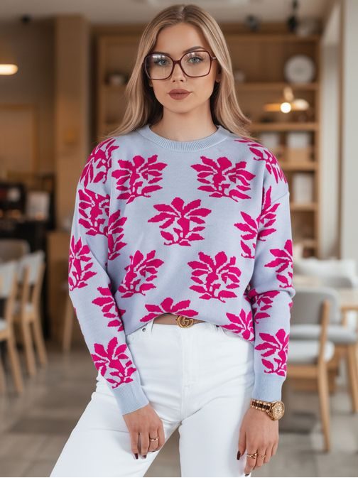 Jedinečný dámský blankytně modrý svetr Sweet Bunny