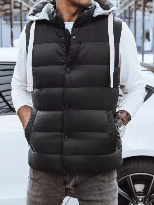 Trendy vesta s kapucí v černé barvě