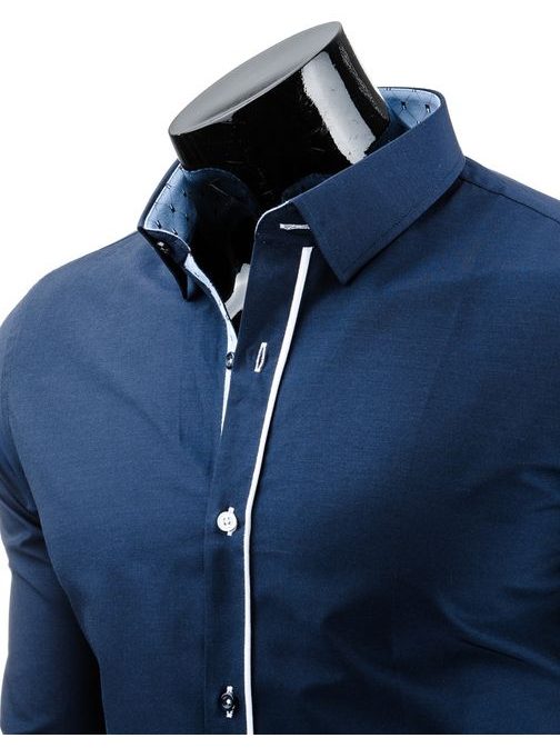 Slim fit pánska košeľa modrej farby