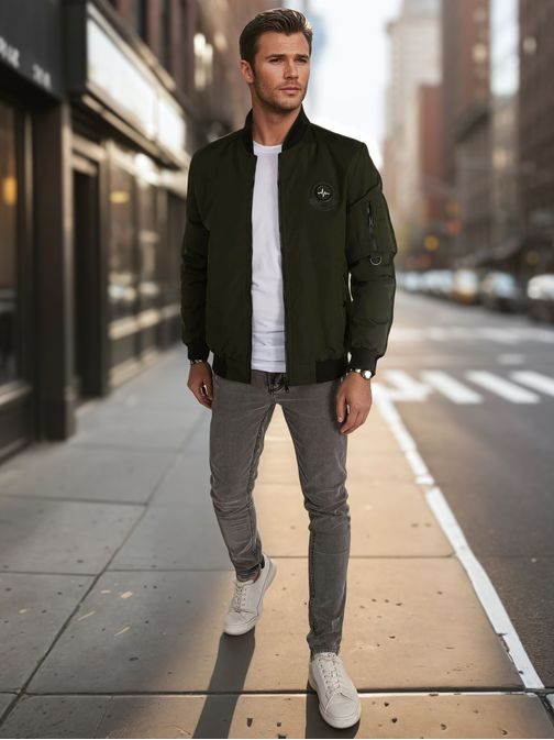 Moderní zelená bomber bunda