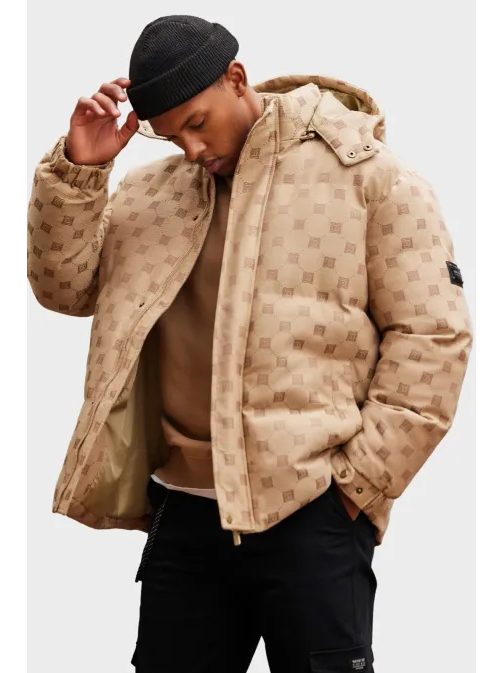 Elegantní prošívaná hnědá zimní bunda V2 JAHP-0195