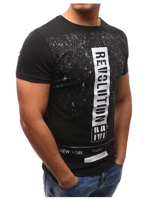 Moderní černé pánské tričko REVOLUTION