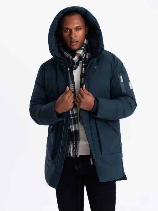 Atraktivní tmavě modrá parka na zimu V2 ​​JALJ-0202