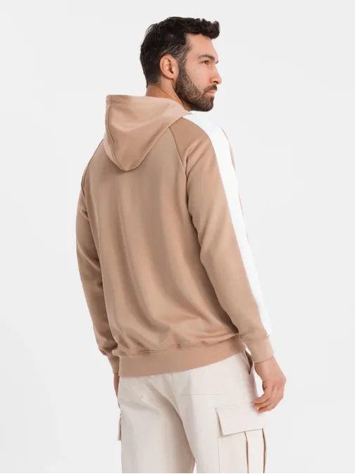 Nadčasová béžová mikina s kapucí V4 EM-SSZP-0210