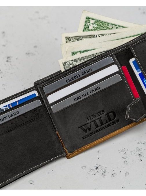 Černo-hnědá originální kožená peněženka Wild