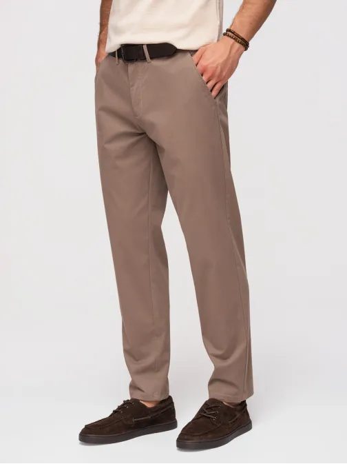 Pánské hnědé chinos kalhoty V1 PACP-0293
