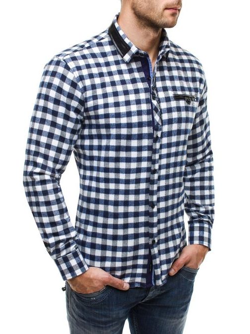 Flanelová kostkovaná nebeská košile ZAZZONI 944